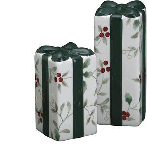 Pfaltzgraff Winterberry "Presents" Earthenware Salt & Pepper Set in original box